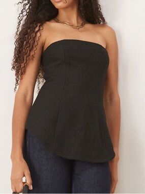 Asos Design Strapless Bandeau Top - Black Size 14